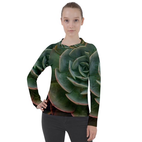 Green Orchid Plant Pattern Women s Pique Long Sleeve Tee by Ravend