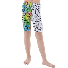 Illustration Brain Mind Psychology Idea Drawing Kids  Mid Length Swim Shorts by Ravend