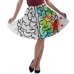 Illustration Brain Mind Psychology Idea Drawing A-line Skater Skirt by Ravend