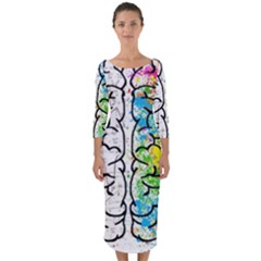 Illustration Brain Mind Psychology Idea Drawing Quarter Sleeve Midi Bodycon Dress