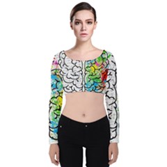 Illustration Brain Mind Psychology Idea Drawing Velvet Long Sleeve Crop Top