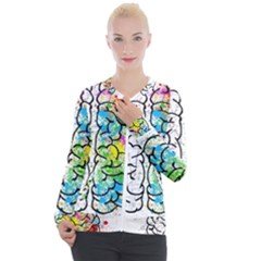 Illustration Brain Mind Psychology Idea Drawing Casual Zip Up Jacket