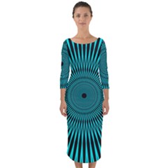 Illusion Geometric Background Quarter Sleeve Midi Bodycon Dress