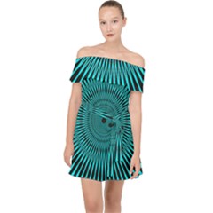 Illusion Geometric Background Off Shoulder Chiffon Dress by Ravend