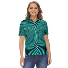 Illusion Geometric Background Women s Short Sleeve Double Pocket Shirt