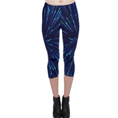 Particle Art Background Blue Capri Leggings 