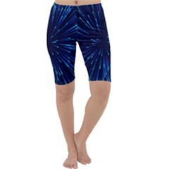 Particle Art Background Blue Cropped Leggings 