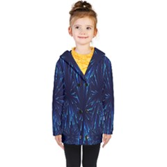 Particle Art Background Blue Kids  Double Breasted Button Coat