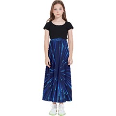 Particle Art Background Blue Kids  Flared Maxi Skirt by Ravend