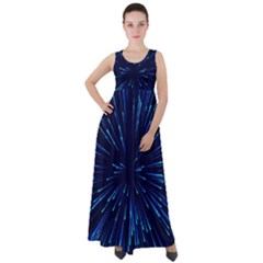 Particle Art Background Blue Empire Waist Velour Maxi Dress