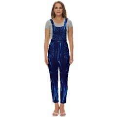 Particle Art Background Blue Women s Pinafore Overalls Jumpsuit