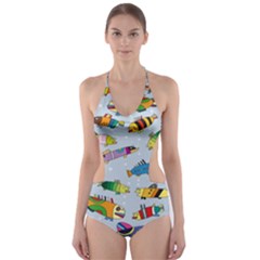 Fish Ocean Sea Water Diving Blue Nature Cut-out One Piece Swimsuit