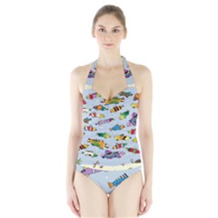 Fish Ocean Sea Water Diving Blue Nature Halter Swimsuit