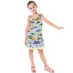 Fish Ocean Sea Water Diving Blue Nature Kids  Sleeveless Dress