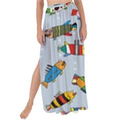 Fish Ocean Sea Water Diving Blue Nature Maxi Chiffon Tie-up Sarong