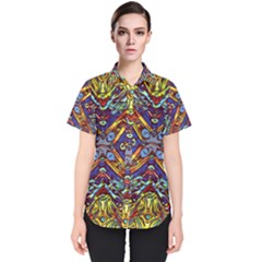 Mosaic Pattern Background Women s Short Sleeve Shirt