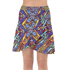 Mosaic Pattern Background Wrap Front Skirt