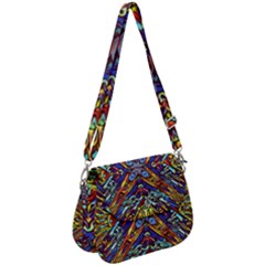 Mosaic Pattern Background Saddle Handbag