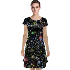 Universe Star Planet Galaxy Cap Sleeve Nightdress