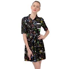 Universe Star Planet Galaxy Belted Shirt Dress by Ravend