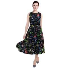 Universe Star Planet Galaxy Round Neck Boho Dress