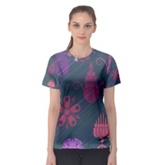 Floral Non Seamless Pattern Women s Sport Mesh Tee