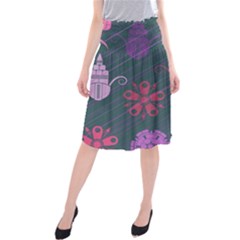 Floral Non Seamless Pattern Midi Beach Skirt
