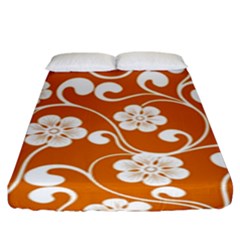 Orange Floral Walls  Fitted Sheet (king Size) by ConteMonfrey