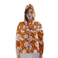 Orange Floral Walls  Women s Hooded Windbreaker by ConteMonfrey