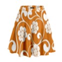 Orange Floral Walls  High Waist Skirt View1