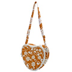 Orange Floral Walls  Heart Shoulder Bag by ConteMonfrey