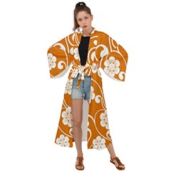 Orange Floral Walls  Maxi Kimono by ConteMonfrey