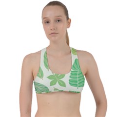 Watercolor Banana Leaves  Criss Cross Racerback Sports Bra by ConteMonfrey