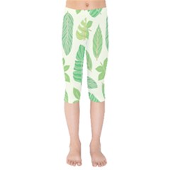 Watercolor Banana Leaves  Kids  Capri Leggings  by ConteMonfrey