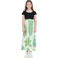 Watercolor Banana Leaves  Kids  Flared Maxi Skirt by ConteMonfrey