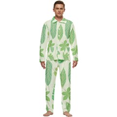 Watercolor Banana Leaves  Men s Long Sleeve Velvet Pocket Pajamas Set by ConteMonfrey
