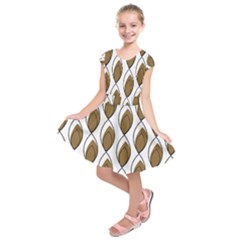 Brown Minimalist Leaves  Kids  Short Sleeve Dress