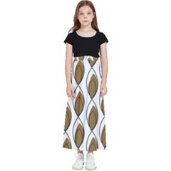 Brown Minimalist Leaves  Kids  Flared Maxi Skirt by ConteMonfrey