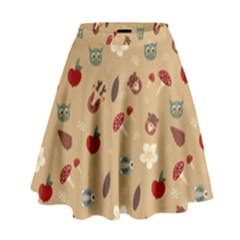 Cute Forest Friends High Waist Skirt by ConteMonfrey