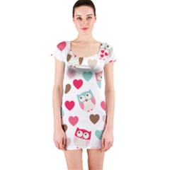 Lovely Owls Short Sleeve Bodycon Dress by ConteMonfrey