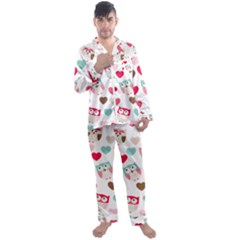 Lovely Owls Men s Long Sleeve Satin Pajamas Set by ConteMonfrey