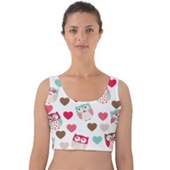 Lovely Owls Velvet Crop Top by ConteMonfrey