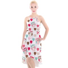 Lovely Owls High-low Halter Chiffon Dress  by ConteMonfrey