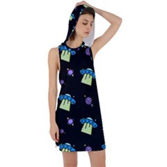 Illustration Cosmos Cosmo Rocket Spaceship Ufo Racer Back Hoodie Dress by danenraven