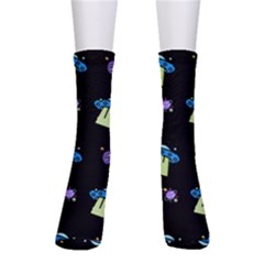 Illustration Cosmos Cosmo Rocket Spaceship Ufo Crew Socks by danenraven