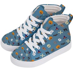 Halloween Cat Pumpkin Pattern Bat Horror Kids  Hi-top Skate Sneakers by danenraven