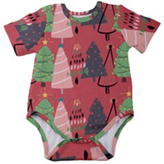 Christmas Tree Icon Baby Short Sleeve Onesie Bodysuit by danenraven