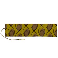 Yellow Brown Minimalist Leaves  Roll Up Canvas Pencil Holder (l) by ConteMonfrey