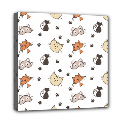 Cute Cat Kitten Animal Design Pattern Mini Canvas 8  X 8  (stretched) by danenraven