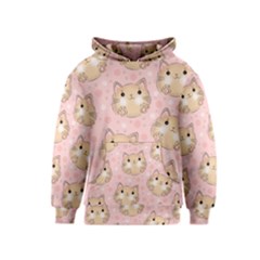 Cat Pattern Pink Background Kids  Pullover Hoodie by danenraven